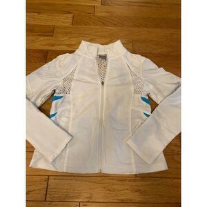 Nike Fit Dry women's white athletic fitted zip up breathable mesh jacket sz SM